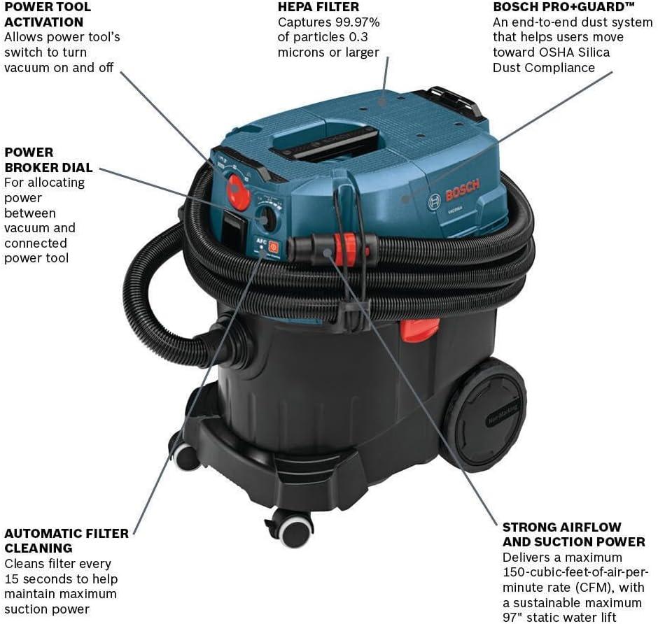 Bosch 9-gallon Wet/Dry Self-cleaning Dust Collector with HEPA Filter