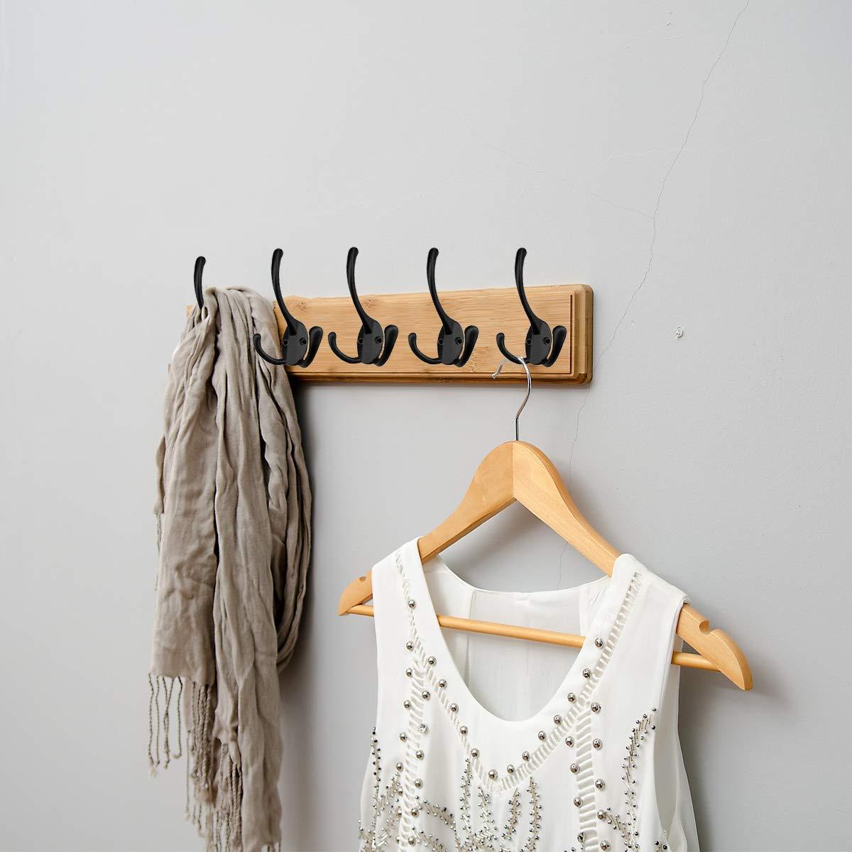 Wall Mounted Coat Hooks 5 Pack Heavy Duty Black Hardware Robe Hooks tive for Single Hanging Coats Towel Cubicle Classroom Kitchen Bath Backpack