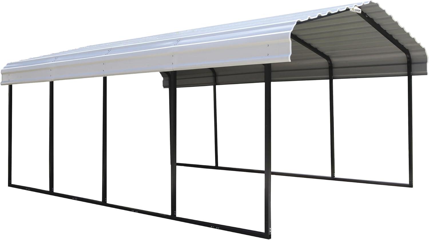 Arrow Steel Carport, 12 ft. x 20 ft. x 7 ft. Galvanized Black/Charcoal