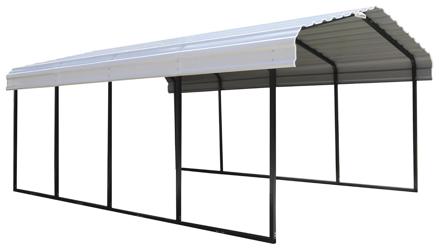 Arrow Steel Carport, 12 ft. x 20 ft. x 7 ft. Galvanized Black/Charcoal