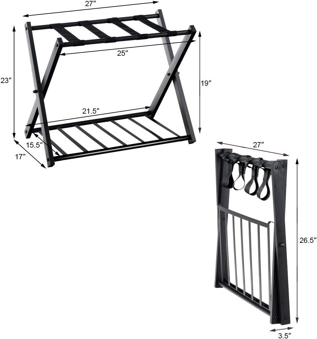 Folding Luggage Rack with Shelf Travel Suitcase