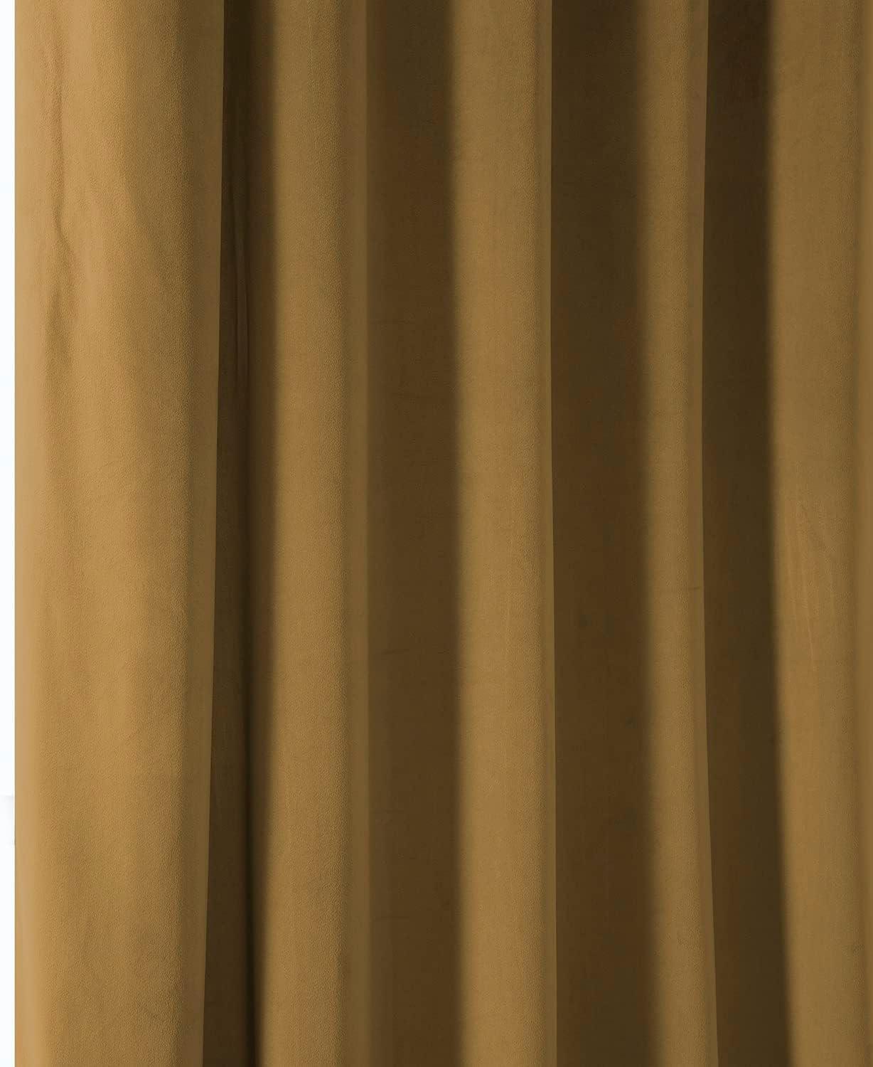 Half Price Drapes Retro Gold Heritage Plush Velvet Room Darkening Curtains (1 Panel), 50W X 96L