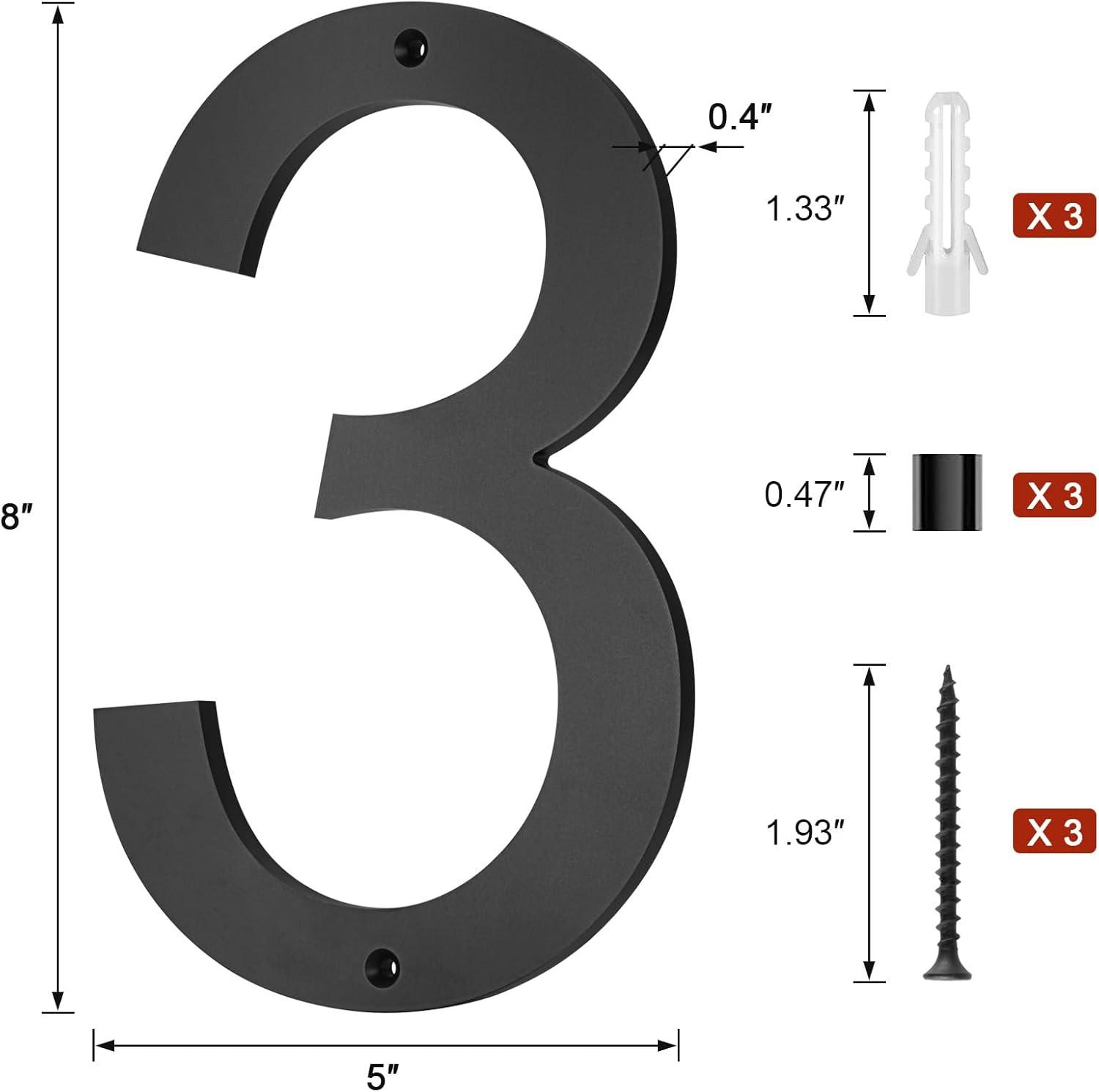 8inch Modern Floating House Numbers Large Black Shadow Home Address Garage Gate