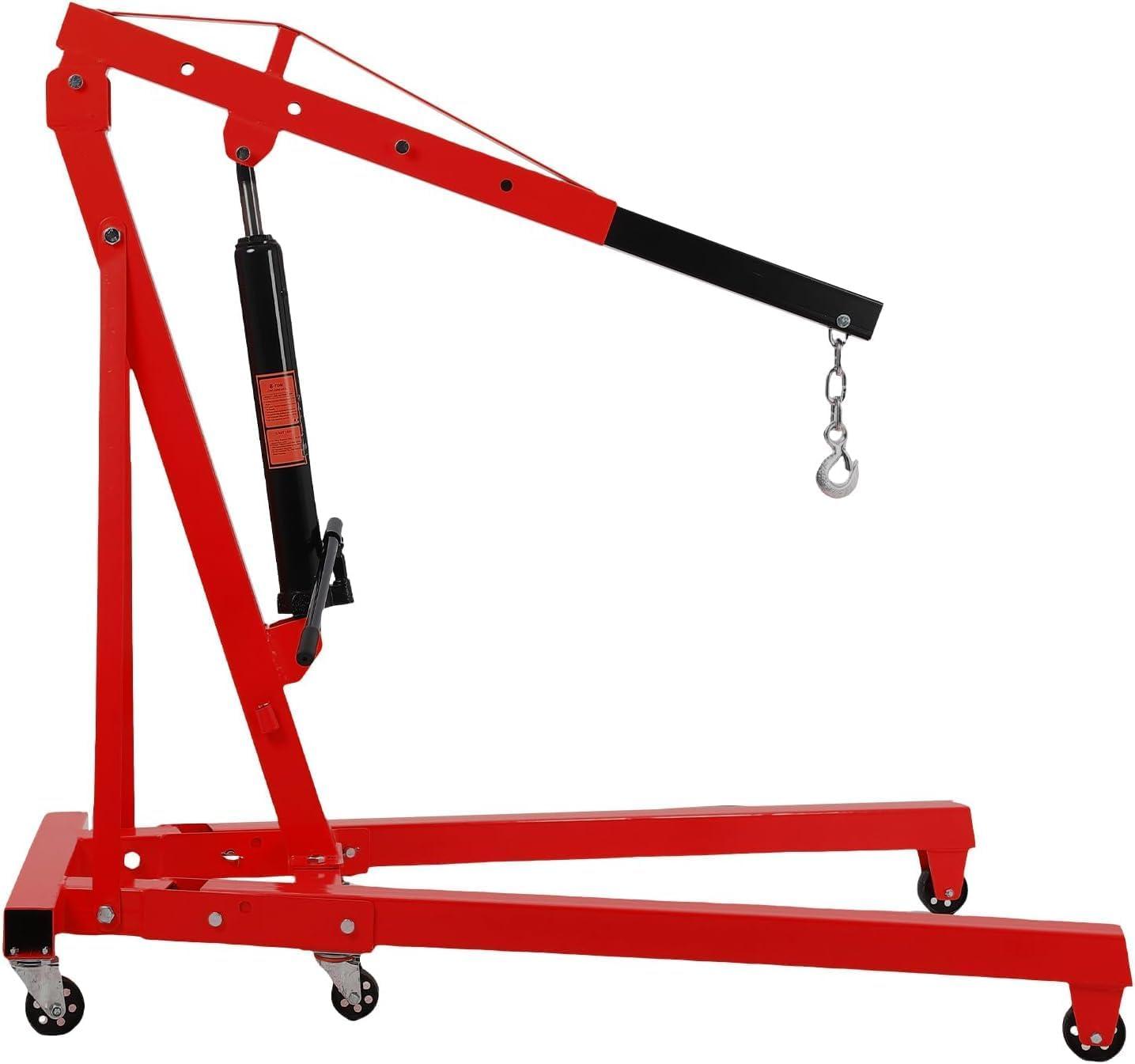 Red Heavy Duty Steel 2 Ton Folding Engine Hoist with Casters