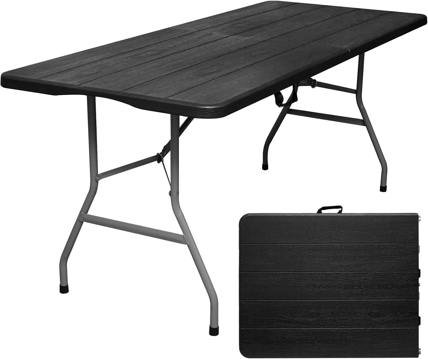 GIVIMO 6ft Folding Table, Portable Plastic Tables for Party, Picnic, Camping, Black