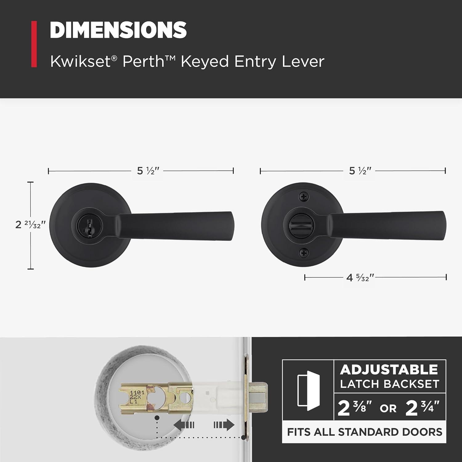 Perth Keyed (Entry) Door Lever with Round Rosette and SmartKey Multipack