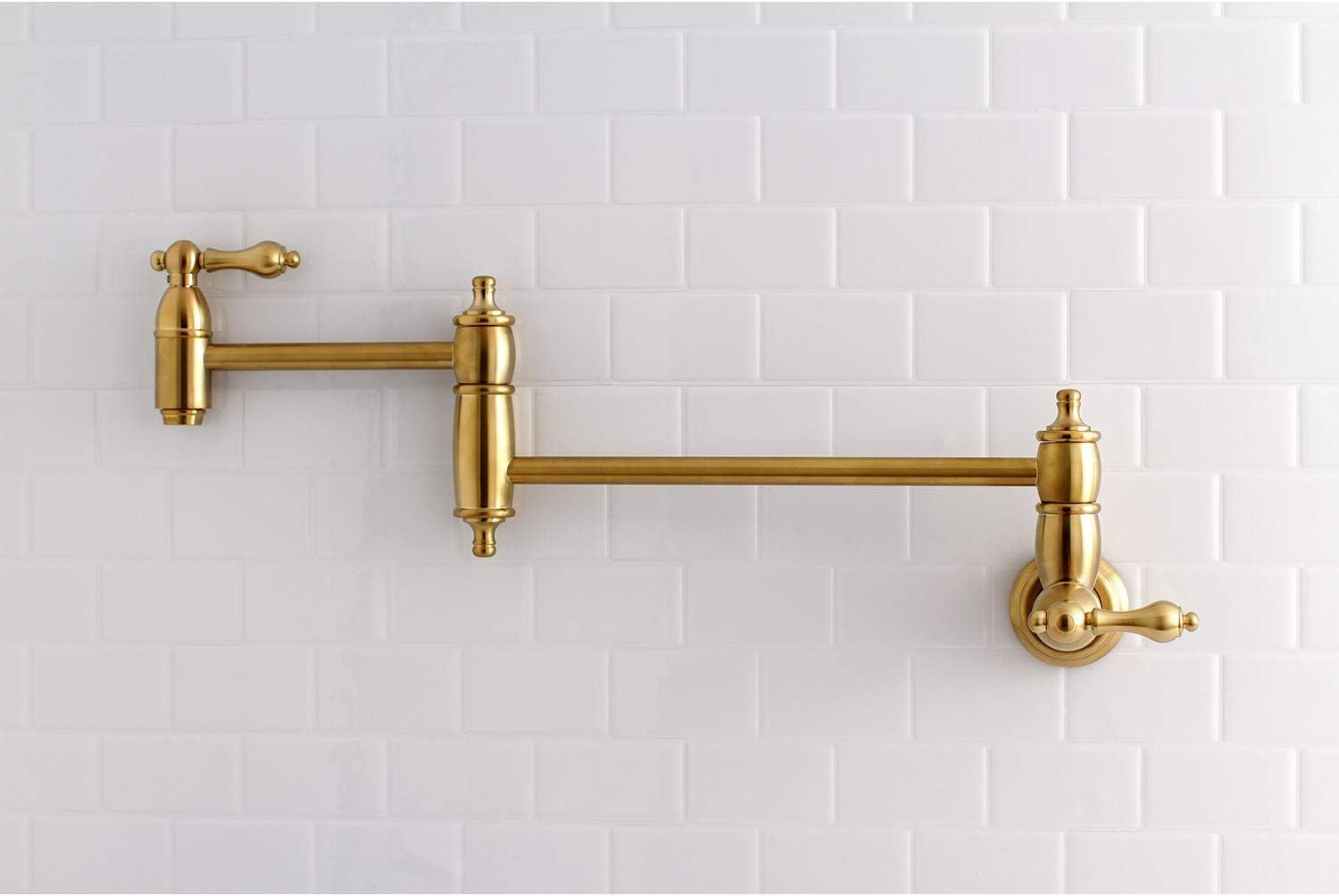 Kingston Brass Restoration Two-Handle 1-Hole Wall Mount Pot Filler Faucet