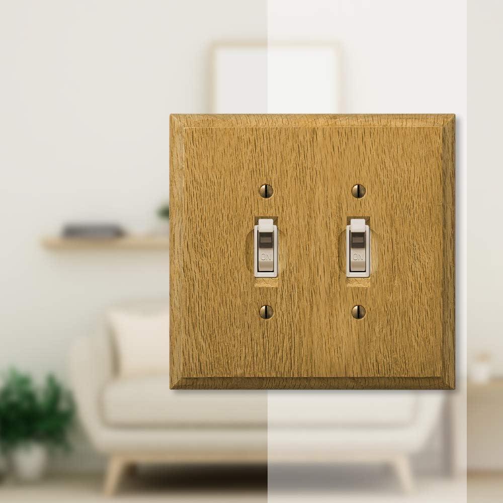 Amerelle 4025TT Traditional Wallplate, 2 Toggle, Wood, Light Oak , 1-Pack