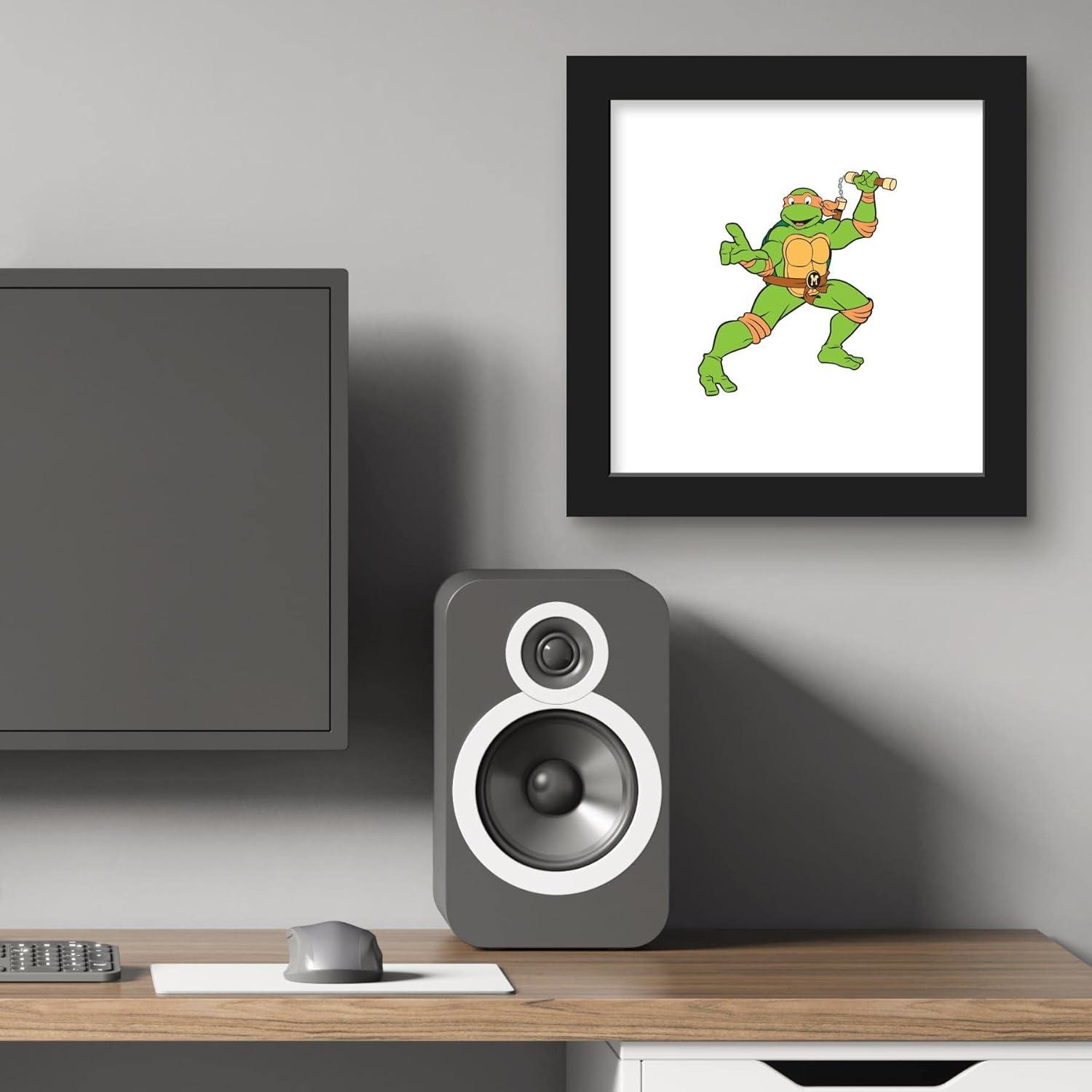Gallery Pops Nickelodeon Teenage Mutant Ninja Turtles - Michelangelo Wall Art, Black Framed Version, 12" x 12"