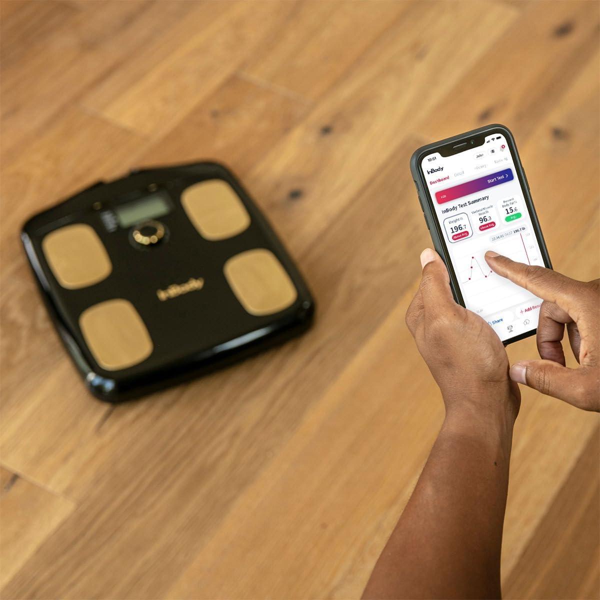 InBody H20N - Smart Full Body Composition Analyzer Scale, BMI, Body Fat, Muscle Mass, Bluetooth Connection - Midnight Black