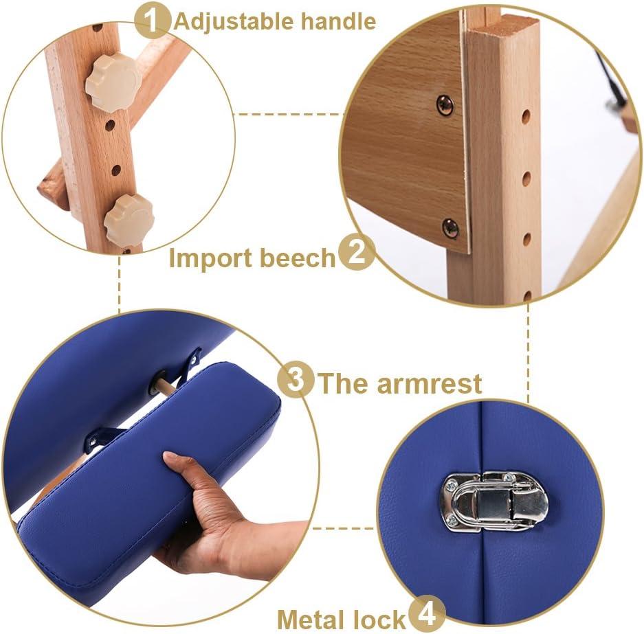 FDW Portable 84 Inches Long 28 Inchs Wide Hight Adjustable Table 2 Folding Massage Spa Facial Cradle Salon Bed W/Carry Case,Blue