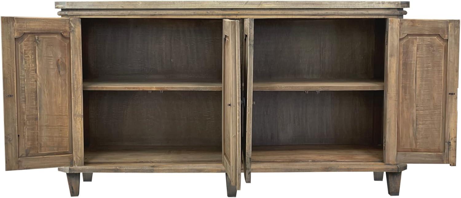 Cottage Panel Door Credenza Driftwood Brown Solid Wood Sideboard