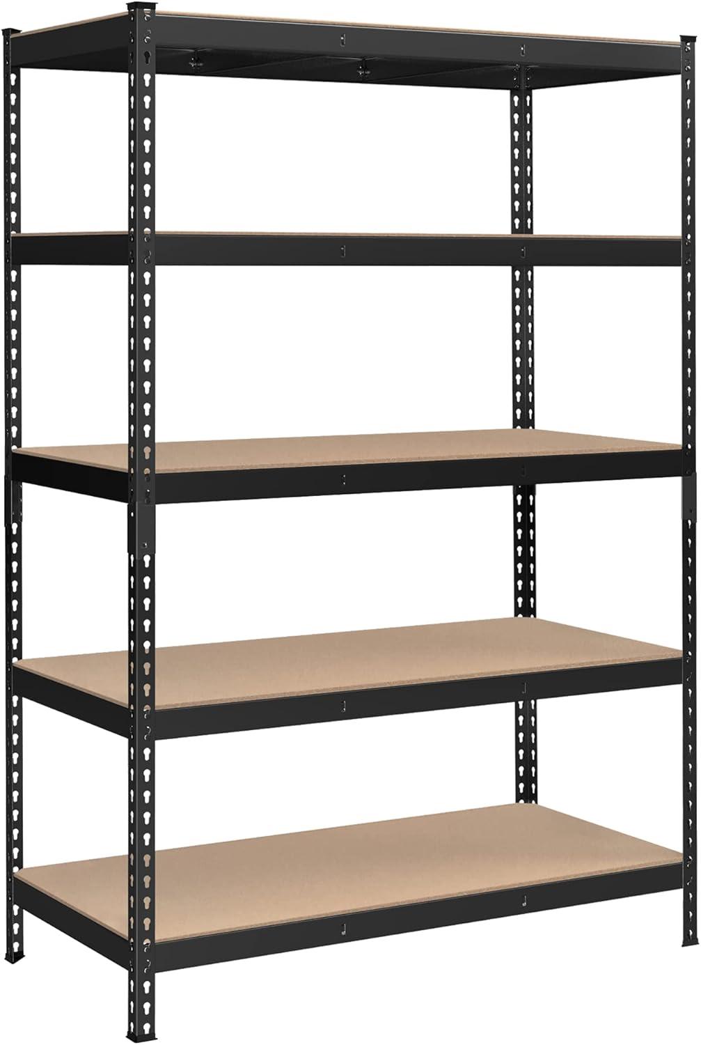 SONGMICS 5-Tier Storage Shelves Metal Garage Storage Boltless Assembly Adjustable Shelving Unit 23.6 x 47.2 x 70.9 Inches Load 1929 lb for Shed Warehouse Basement Kitchen Black