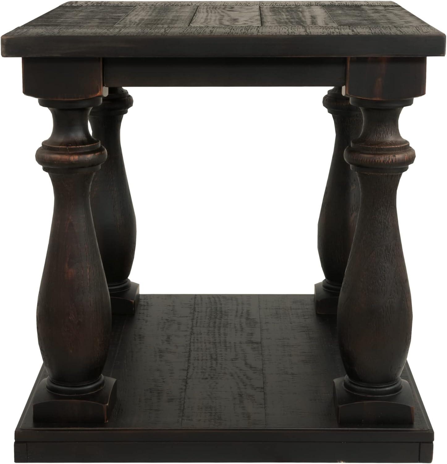 Signature Design By Ashley Mallacar Traditional Square End Table With Floor Shelf, Black