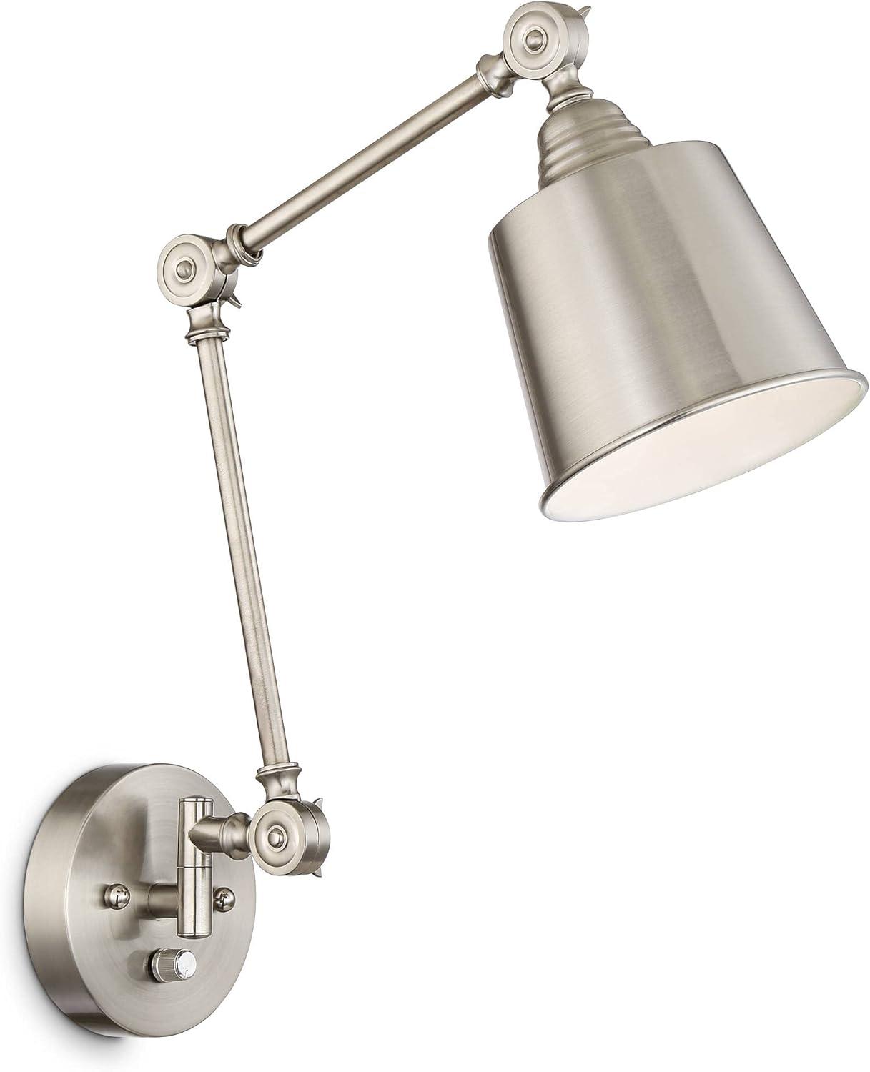 360 Lighting Mendes Modern Wall Lamps Set of 2 Brushed Nickel Plug-in 4 1/4" Light Fixture Up Down Adjustable for Bedroom Reading Living Room Hallway