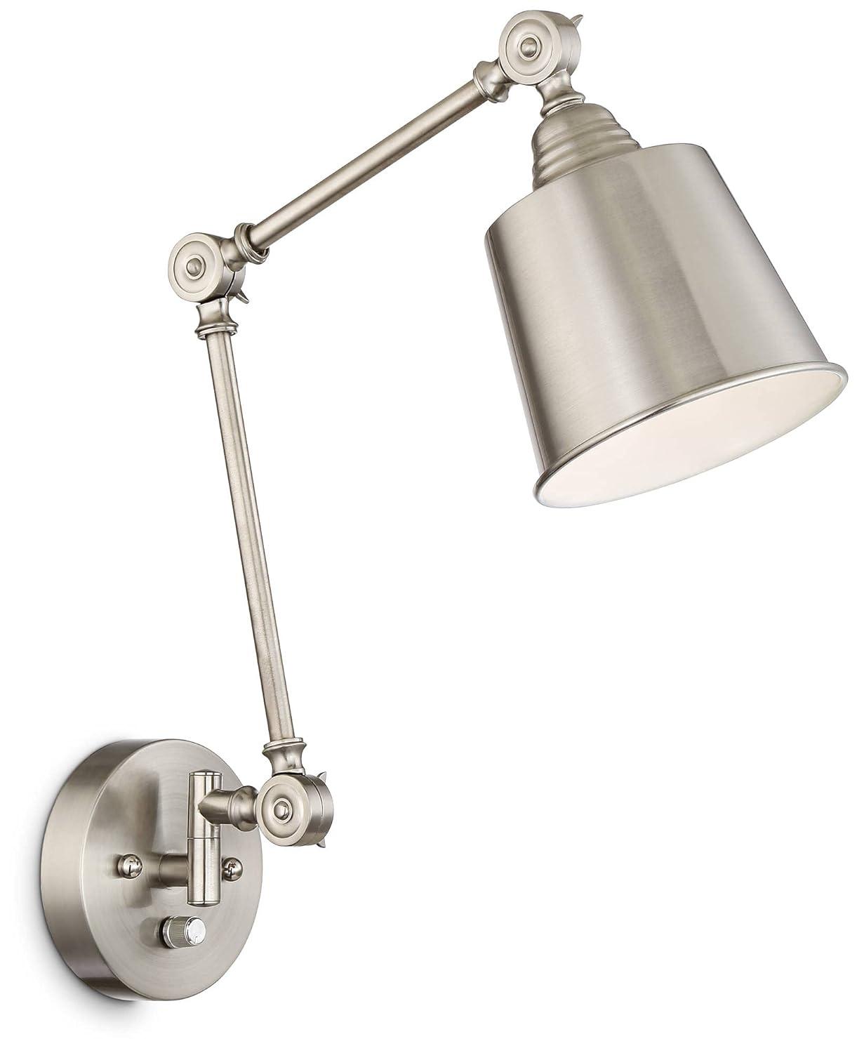 360 Lighting Mendes Modern Wall Lamps Set of 2 Brushed Nickel Plug-in 4 1/4" Light Fixture Up Down Adjustable for Bedroom Reading Living Room Hallway