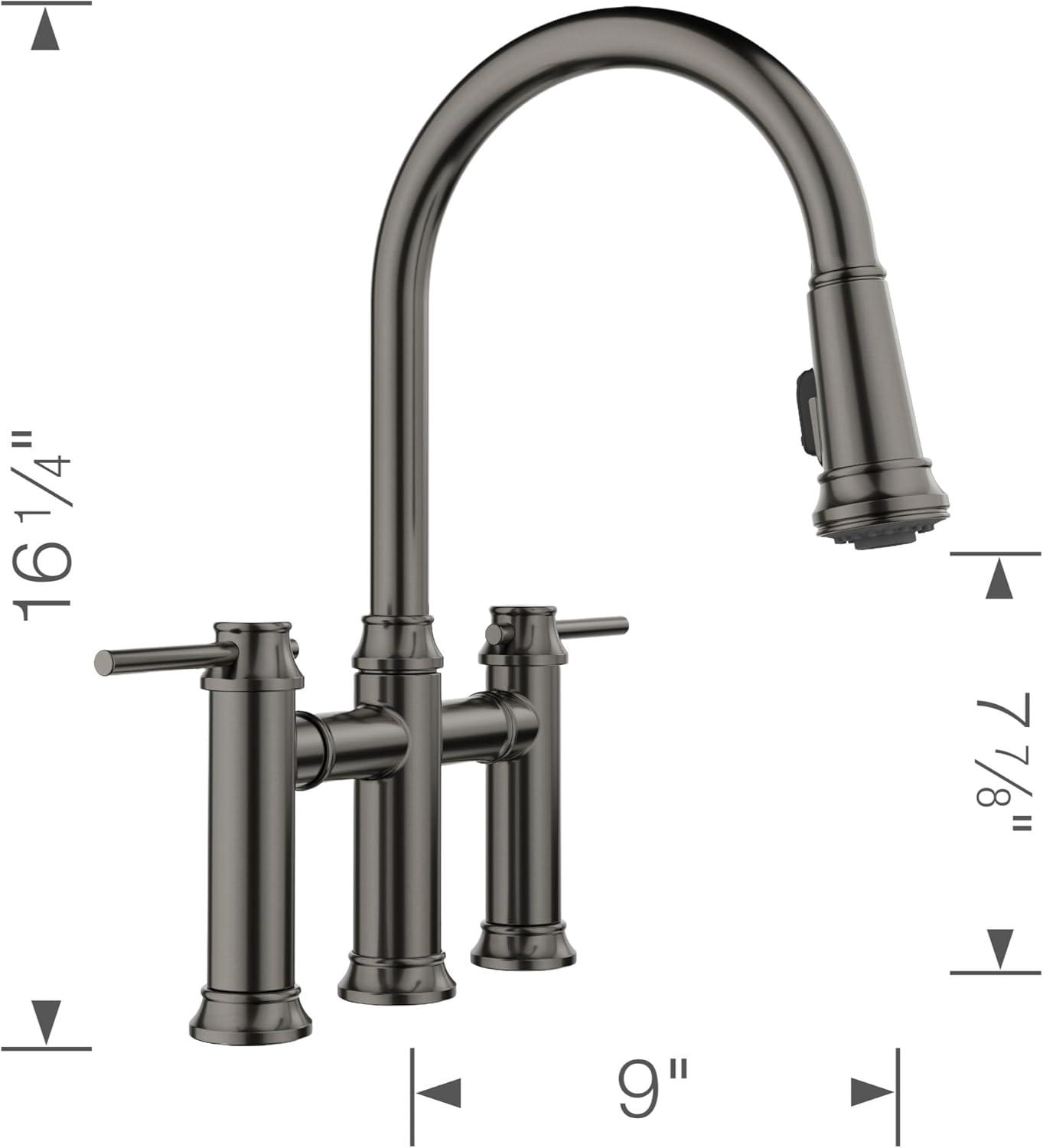 Empressa Pull Down Dual Spray Bridge Faucet