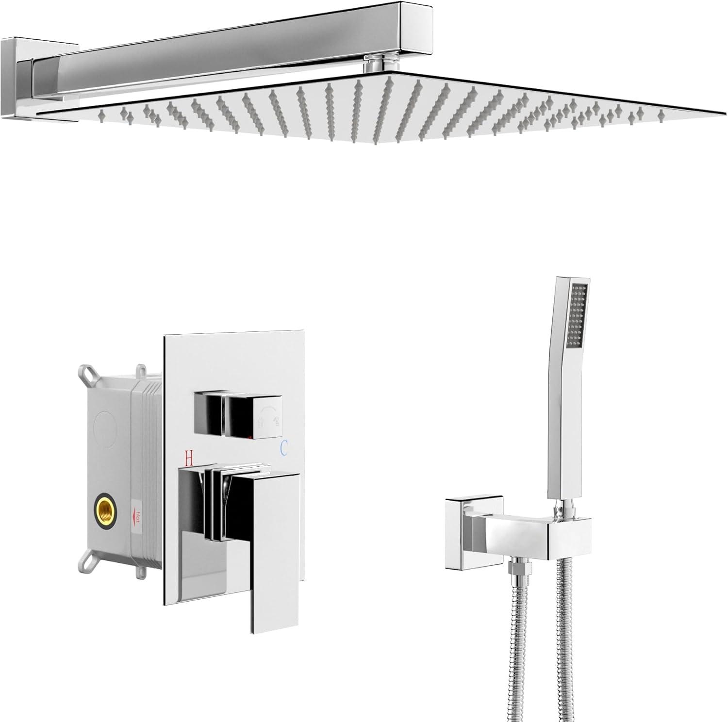 Lordear 10 Inches Luxury Wall Mounted Rainfall Shower Head System