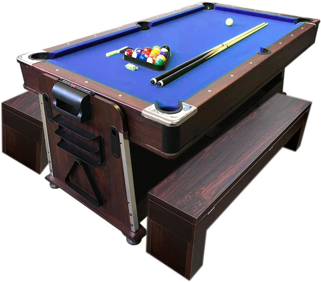 Pool Table 7ft Blue + Air Hockey + Table Tennis + Table – Bullet With Benches