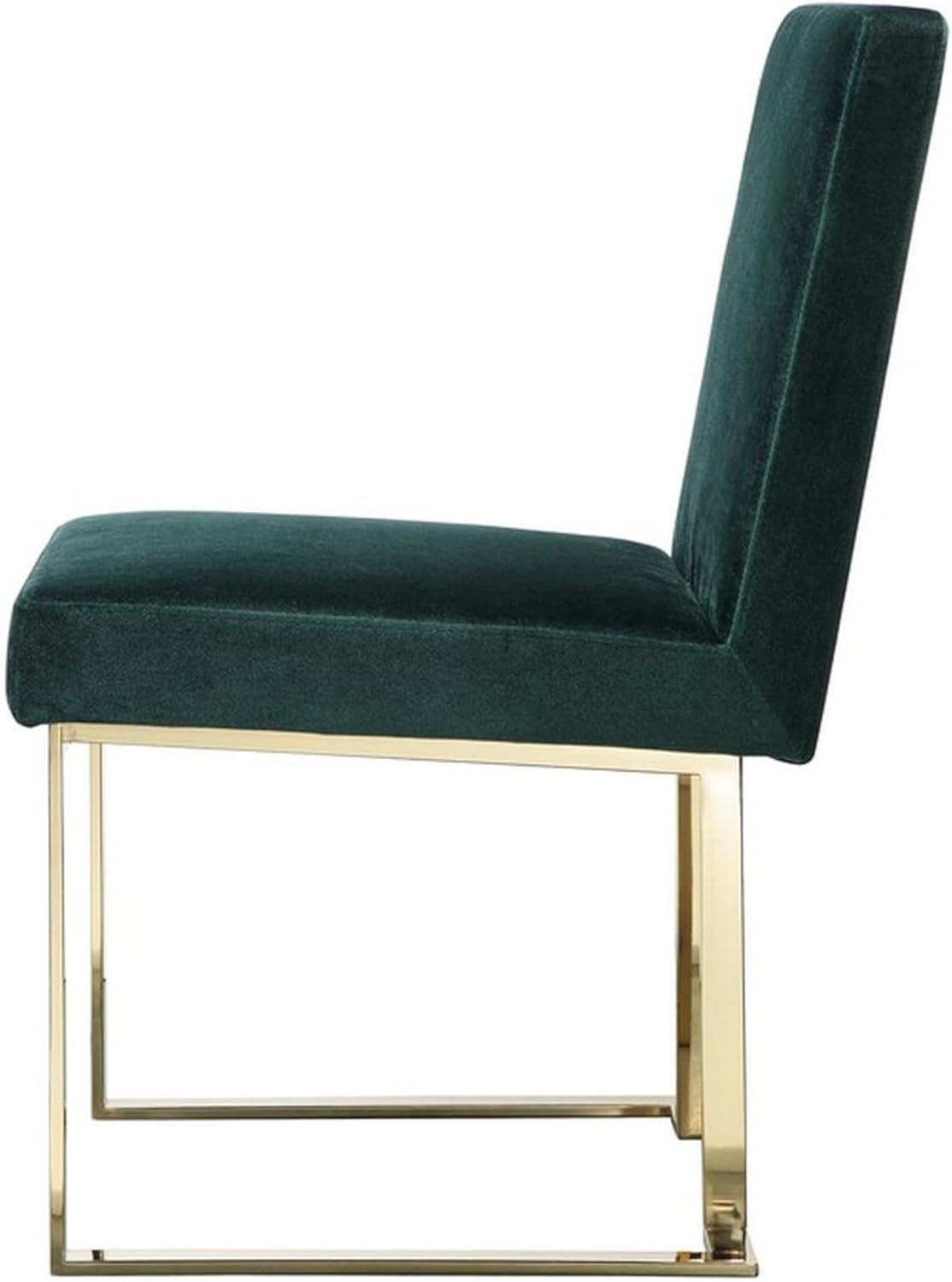 Benjara BM313384 24 in. Boly Side Dining Chair - Velvet & Cantilever - Green & Gold - Set of 2