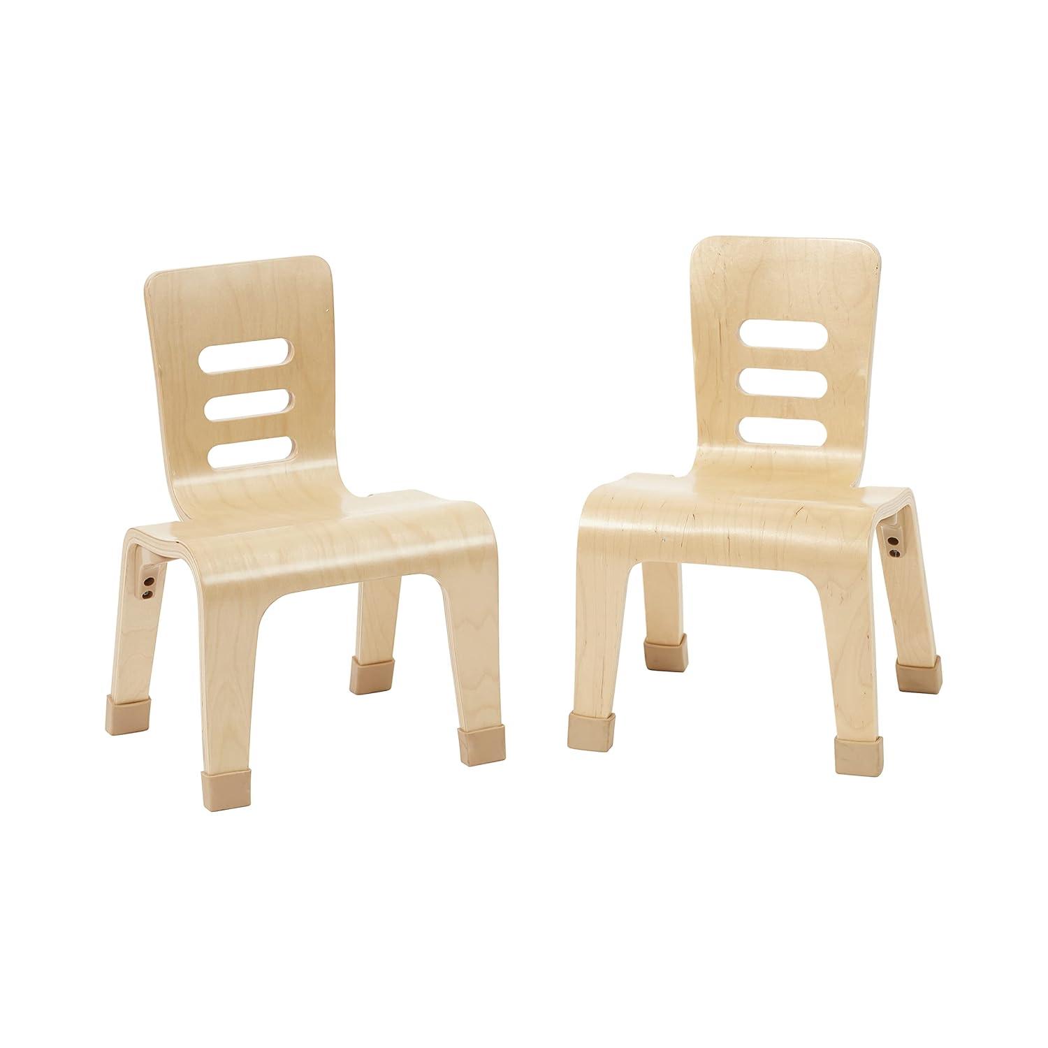 ECR4Kids Bentwood Chair, 12in Seat Height, Natural, 2-Pack