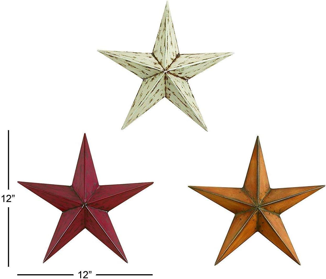 Metal Indoor Outdoor Star Multi Colored Wall Decor Set (Set of 3)