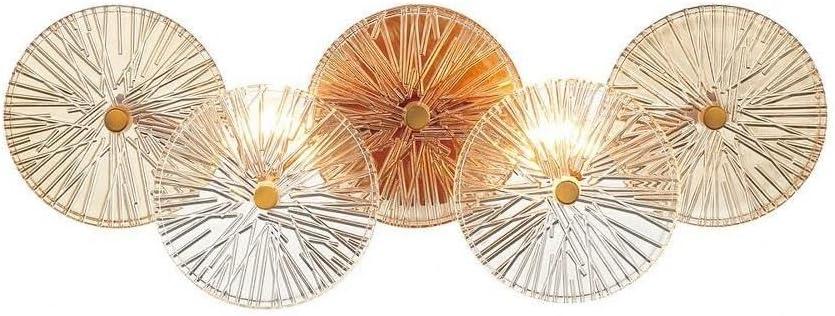 Brass and Amber Glass 2-Light Dimmable Vanity Fixture