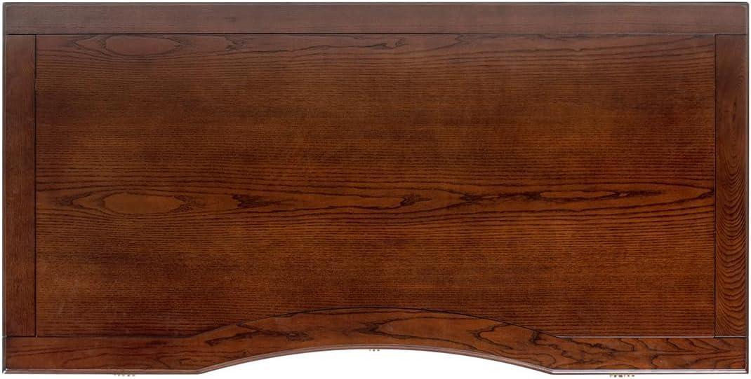 JTH LUXE Dauphin Gold Accent 5-Drawer Wood Executive Desk, Walnut Brown Wood