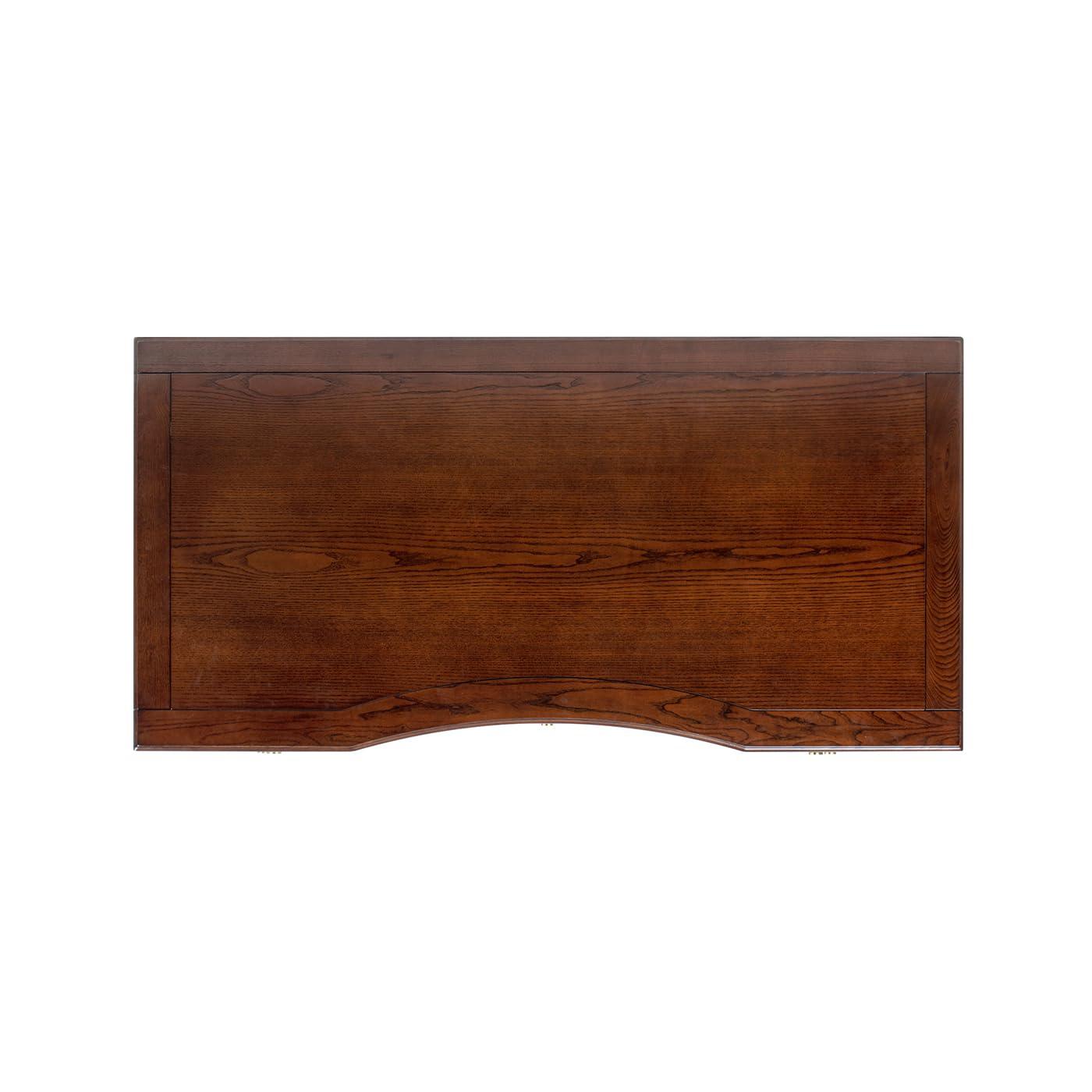 JTH LUXE Dauphin Gold Accent 5-Drawer Wood Executive Desk, Walnut Brown Wood