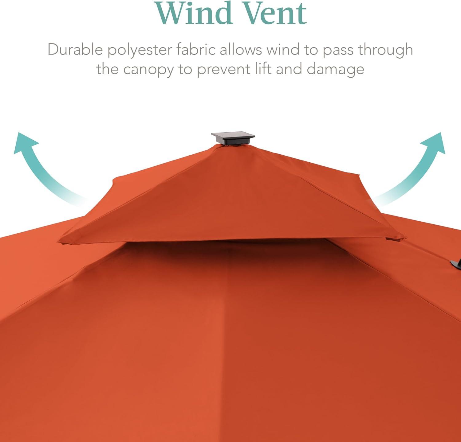 Arlmont & Co. Ronessa 10x10ft 2-Tier Square Outdoor Solar LED Cantilever Patio Umbrella w/ Base Included