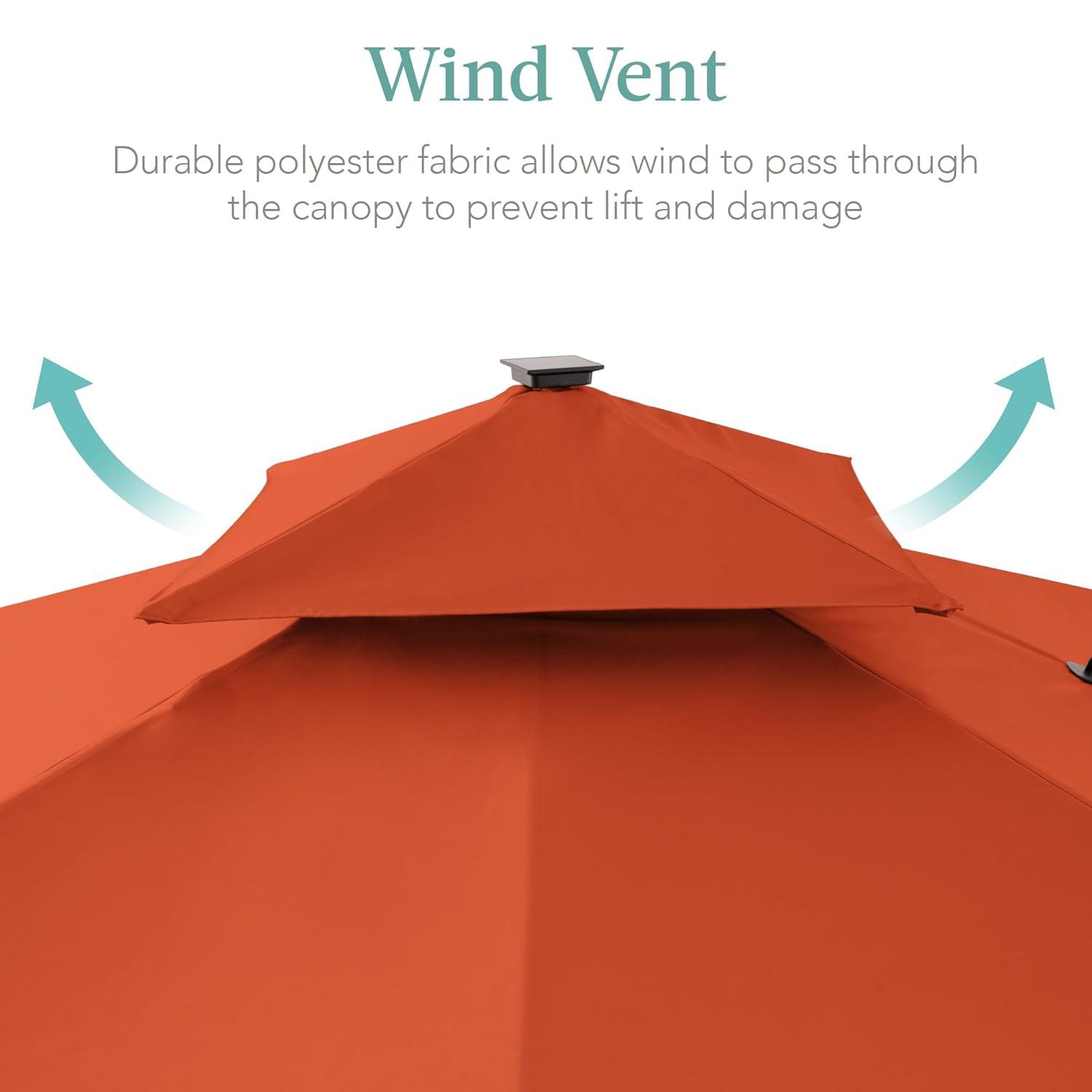 Arlmont & Co. Ronessa 10x10ft 2-Tier Square Outdoor Solar LED Cantilever Patio Umbrella w/ Base Included