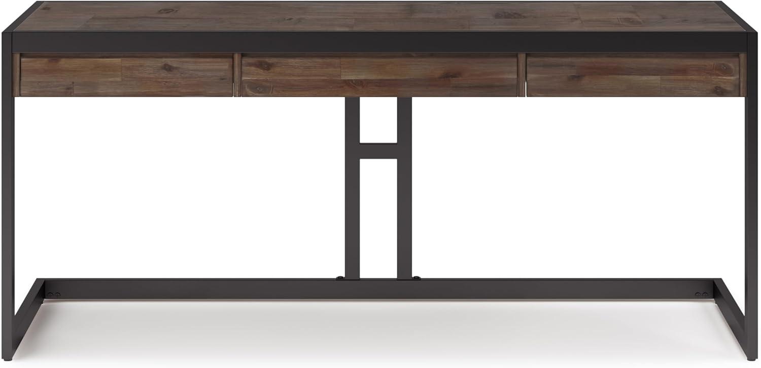 Erina SOLID ACACIA WOOD Industrial 72 " Large Desk in Rustic Natural Aged Brown