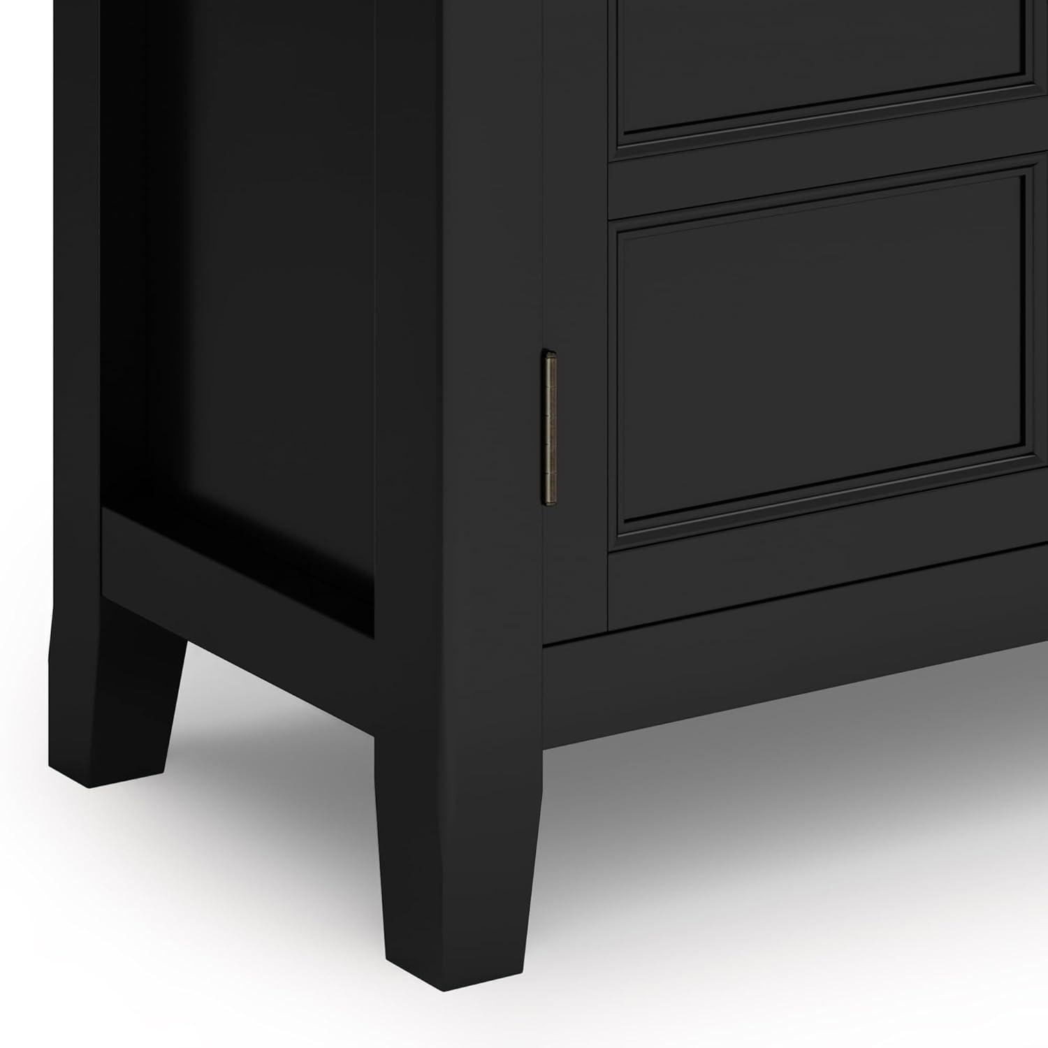 Simpli Home Burlington Solid Wood Low Storage Cabinet In Black