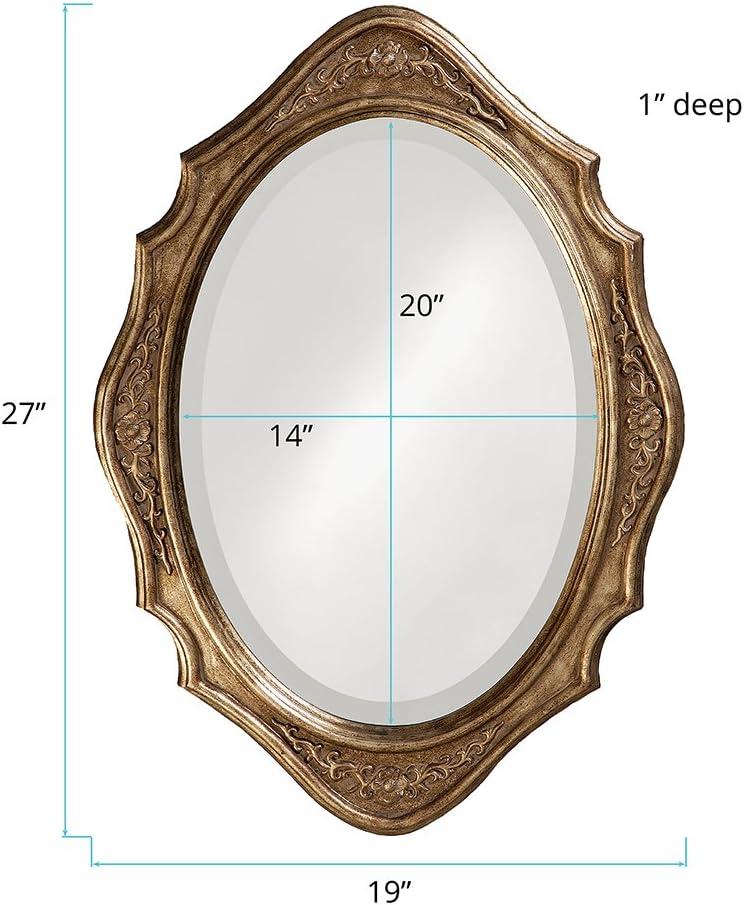 Howard Elliott 27"x19" Wood Oval Framed Wall Mirror Bronze