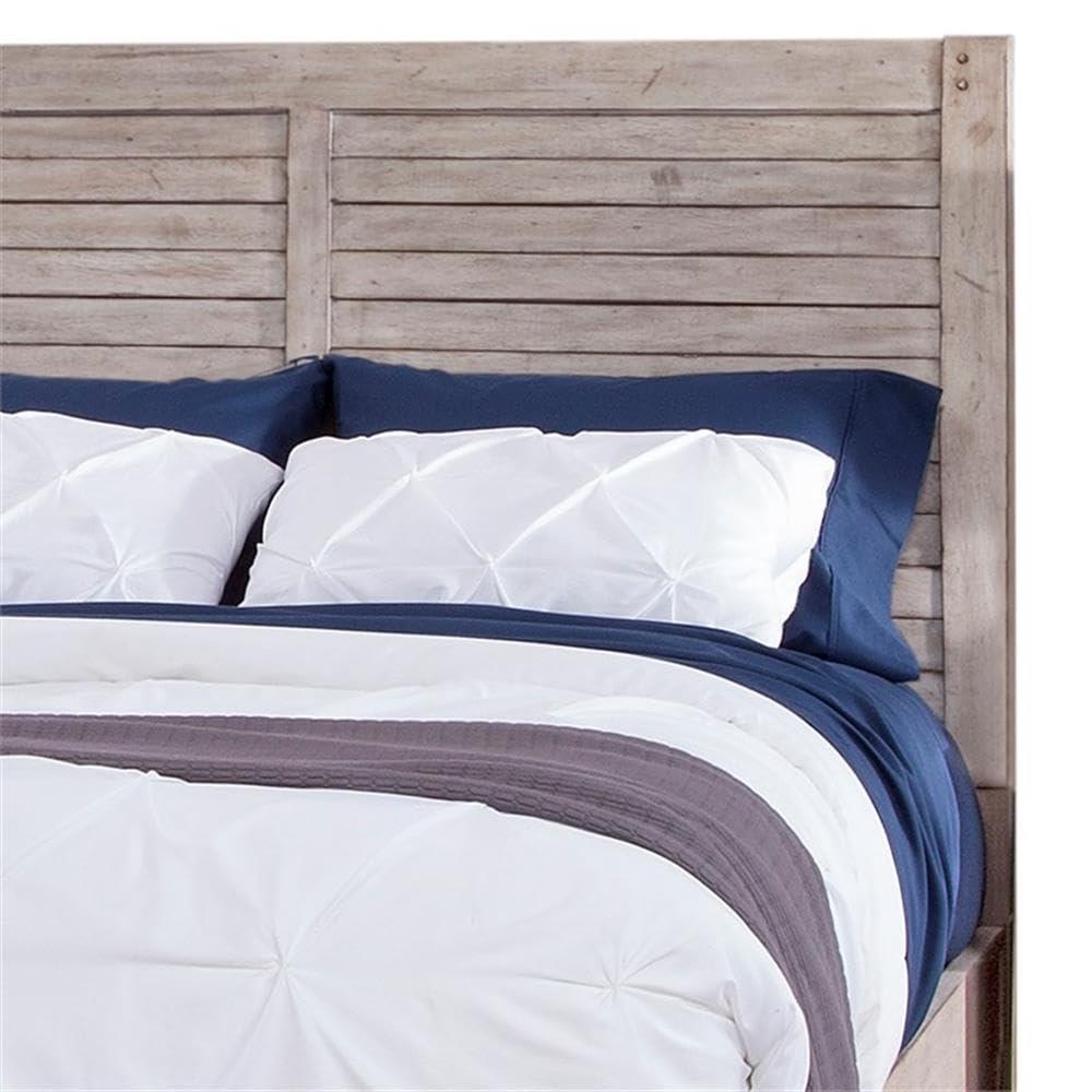 American Woodcrafters Aurora White-washed Wood King Double Panel Bed