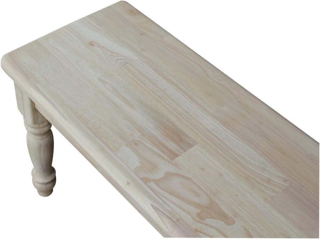 72" Shaker Style Bench with Turned Legs Unfinished - International Concepts: Solid Wood, Entryway Seating