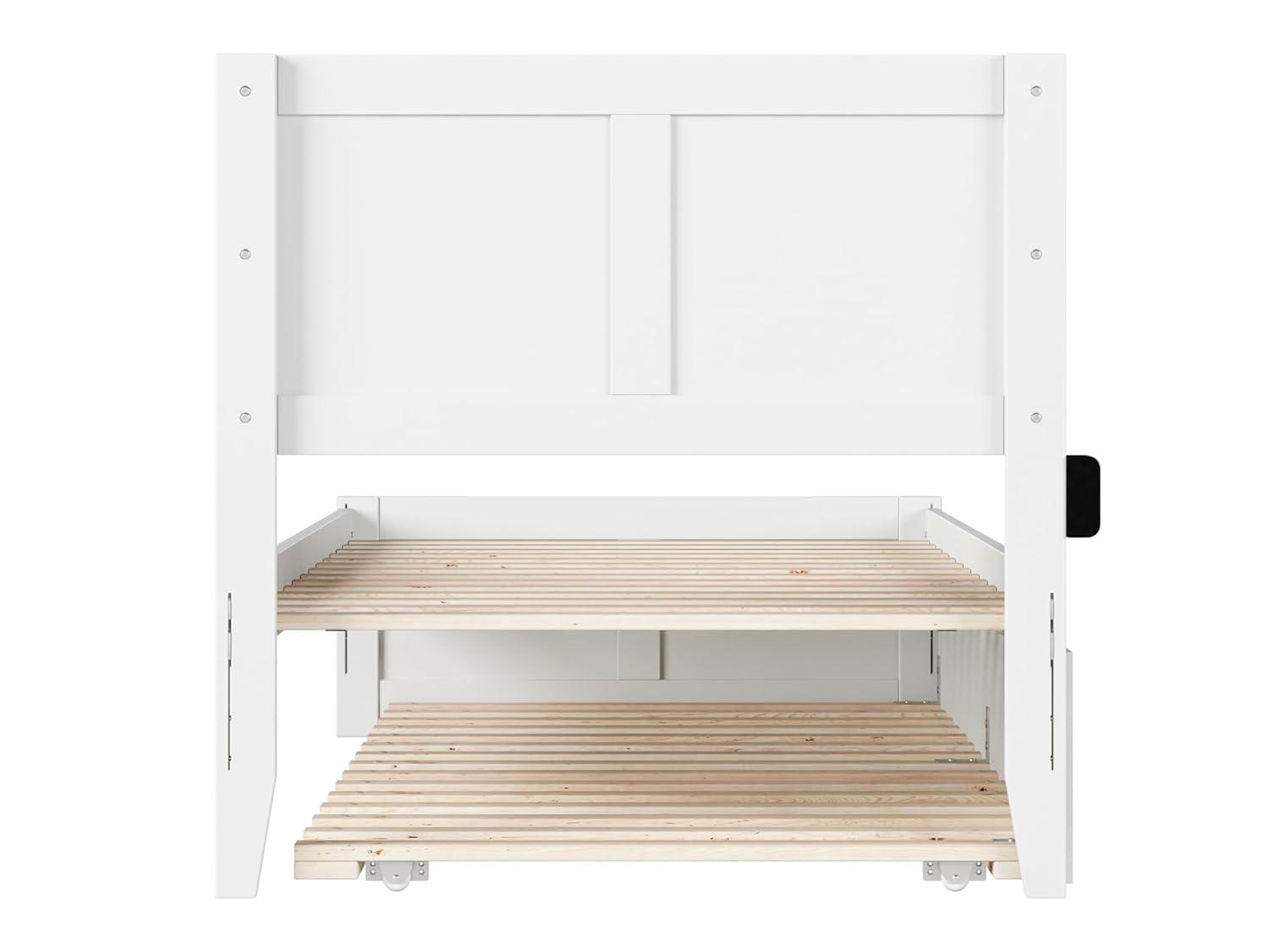 AFI Canyon White Solid Wood Platform Bed with Matching Footboard & Twin XL Trundle, Twin XL