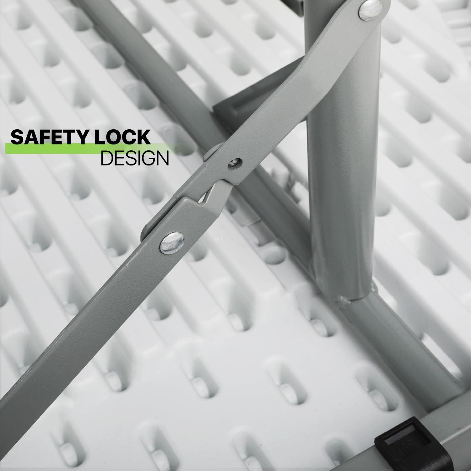 MoNiBloom Plastic Round Folding Table, Portable Foldable Party Banquet Table for Camping Dining Outdoor Picnic