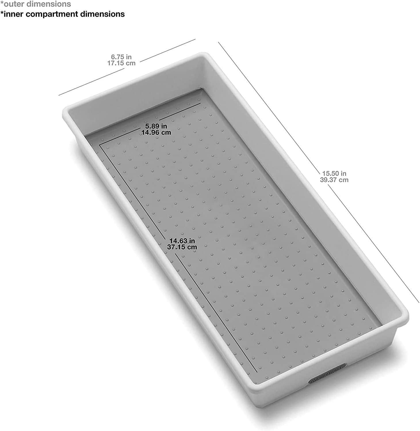 Large White and Gray Plastic Organizer Bin with Non-Skid Feet