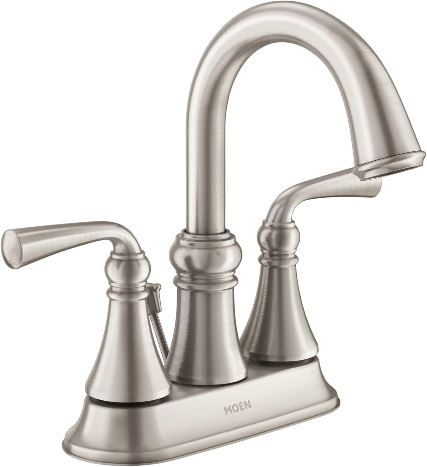 Wetherly Brushed Nickel Two-Handle Centerset Bathroom Faucet