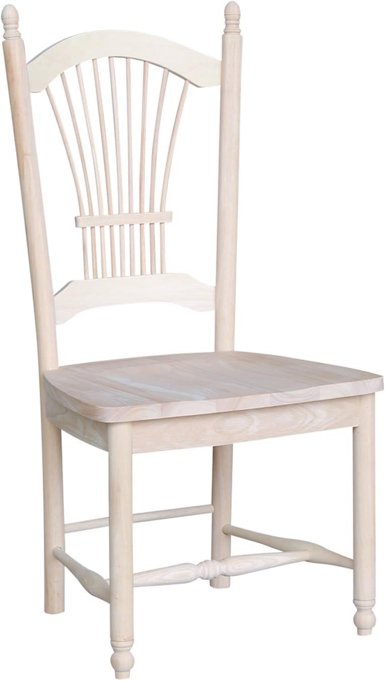 International Concepts Set Of 2 Sheafback Chair Unfinished: Hardwood Frame, Farmhouse Style, 225 lbs Capacity