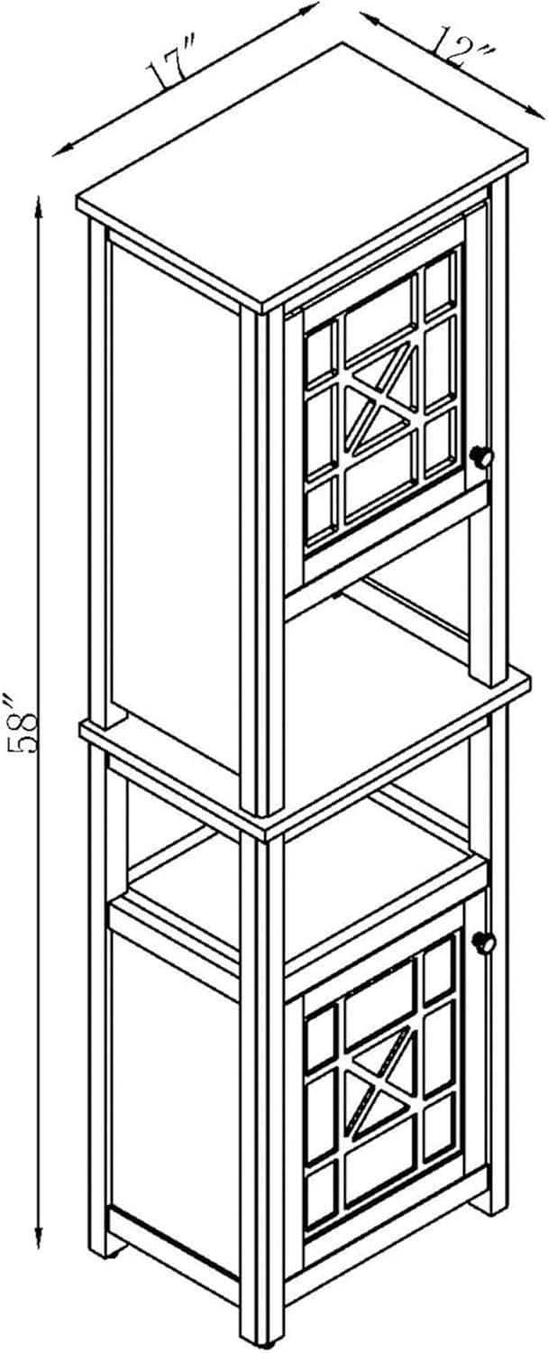 Rosalind Wheeler Hembree 17"W 58"H Traditional Style Free-Standing Bathroom Cabinet With Storage Hutch