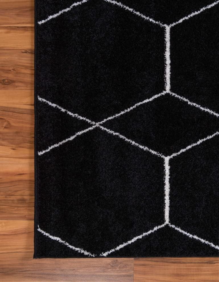 Unique Loom 5' 0 x 8' 0 Trellis Frieze Geometric Black Area Rug