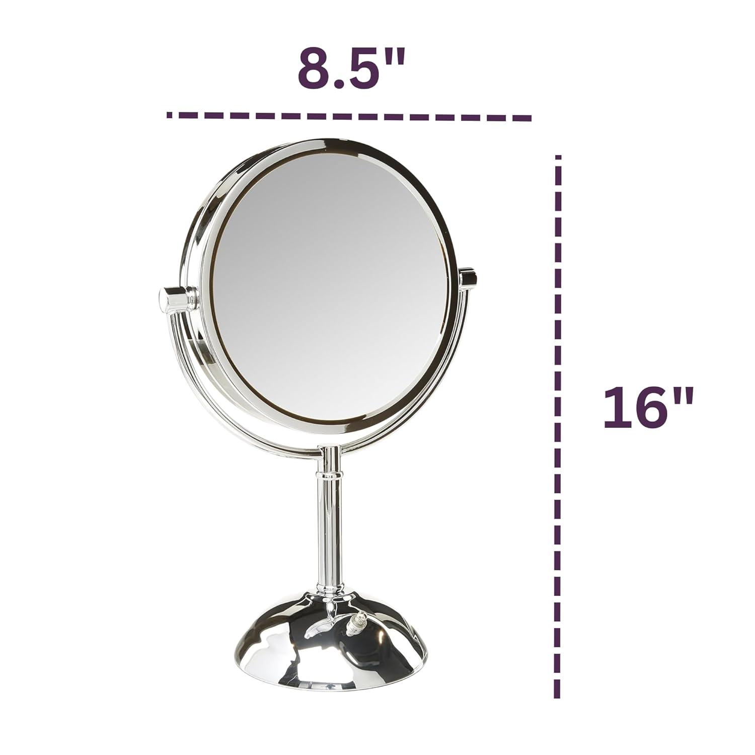 Symple Stuff 8.5" Lighted Tabletop Magnified Makeup Mirror, Plug In