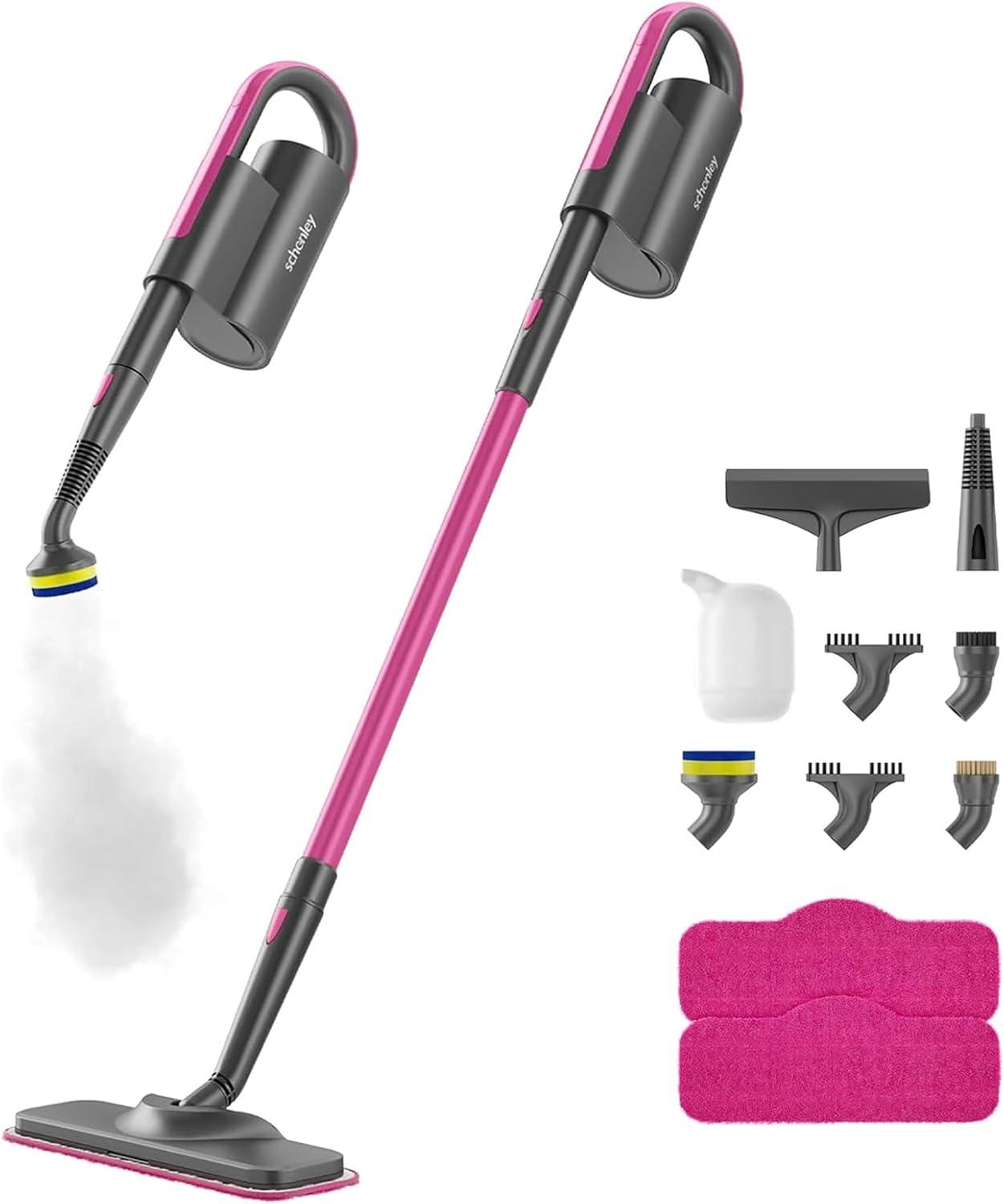 schenley SLFCSM064 Steam Mop and Detachable Handheld Steamer with 7-in-1 Accessories and Washable Microfiber Pads