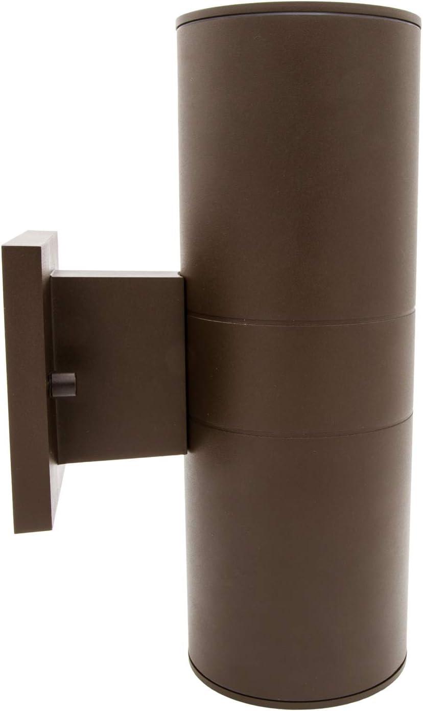 Brown Cylinder LED Outdoor Wall Sconce with Clear Glass