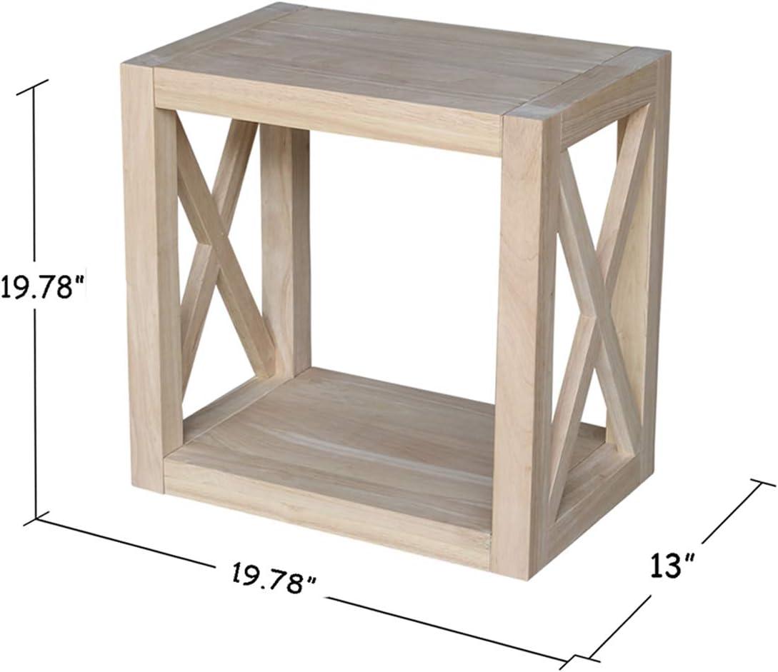 Hampton Solid Wood Narrow End Table Unfinished - International Concepts: Transitional Farmhouse Accent, Spot Clean