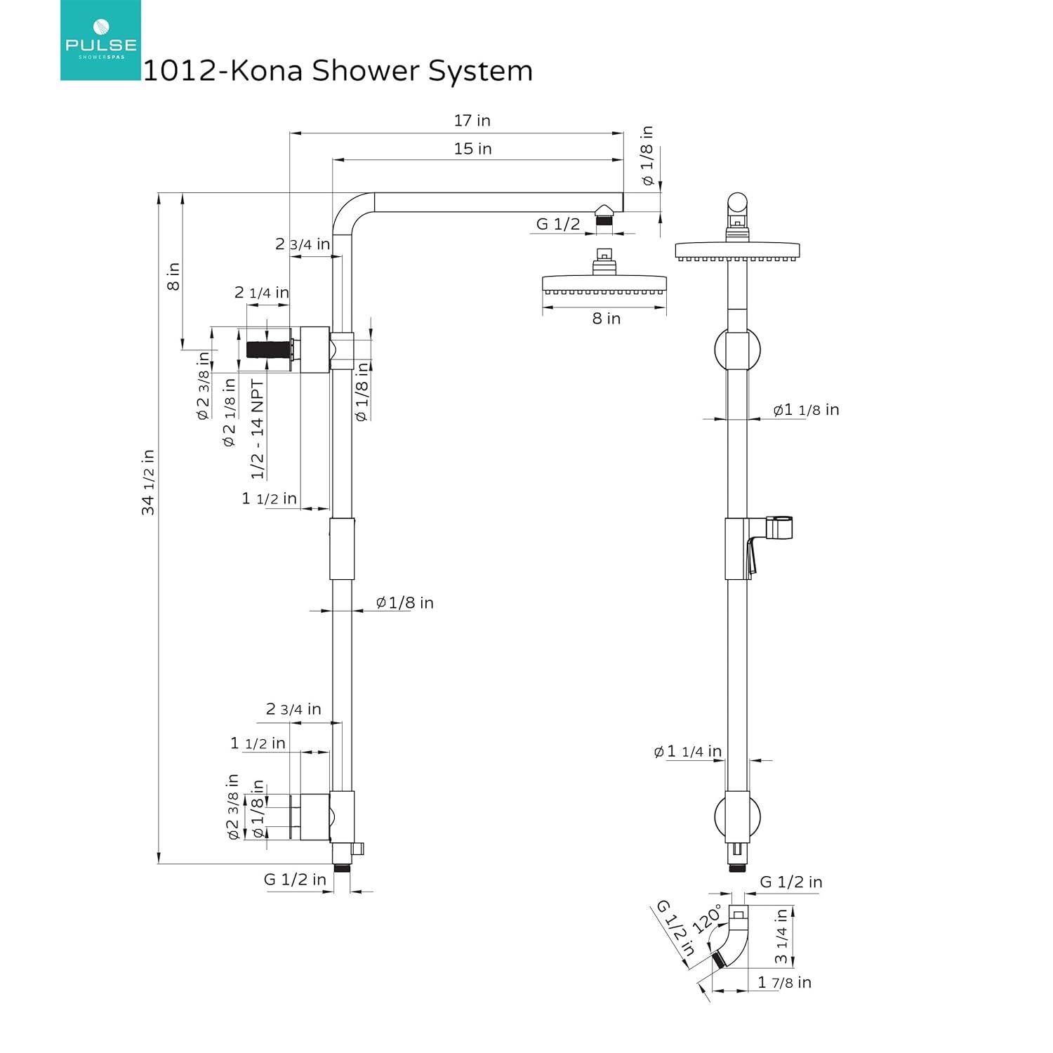 Matte Black Dual Shower System with Adjustable Slide Bar
