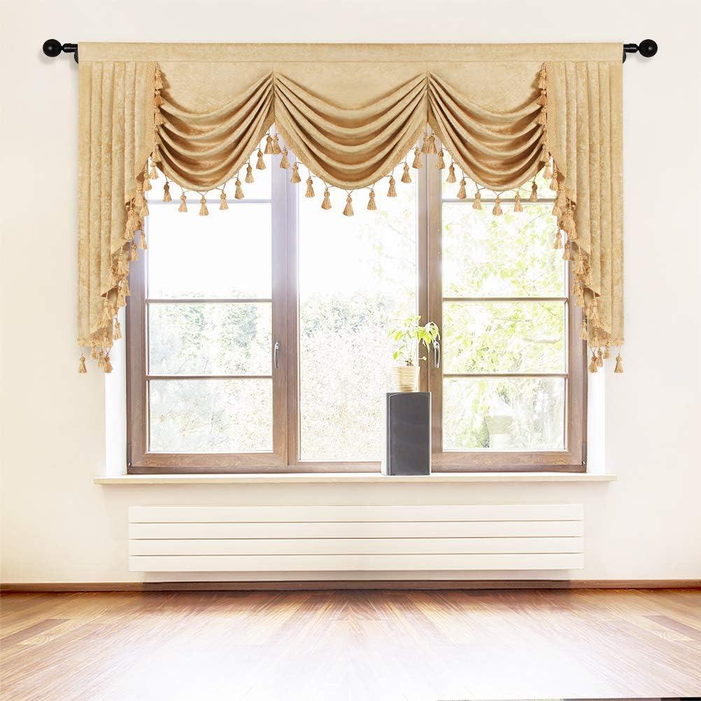 Gold Chenille Waterfall Valance with Rod Pocket