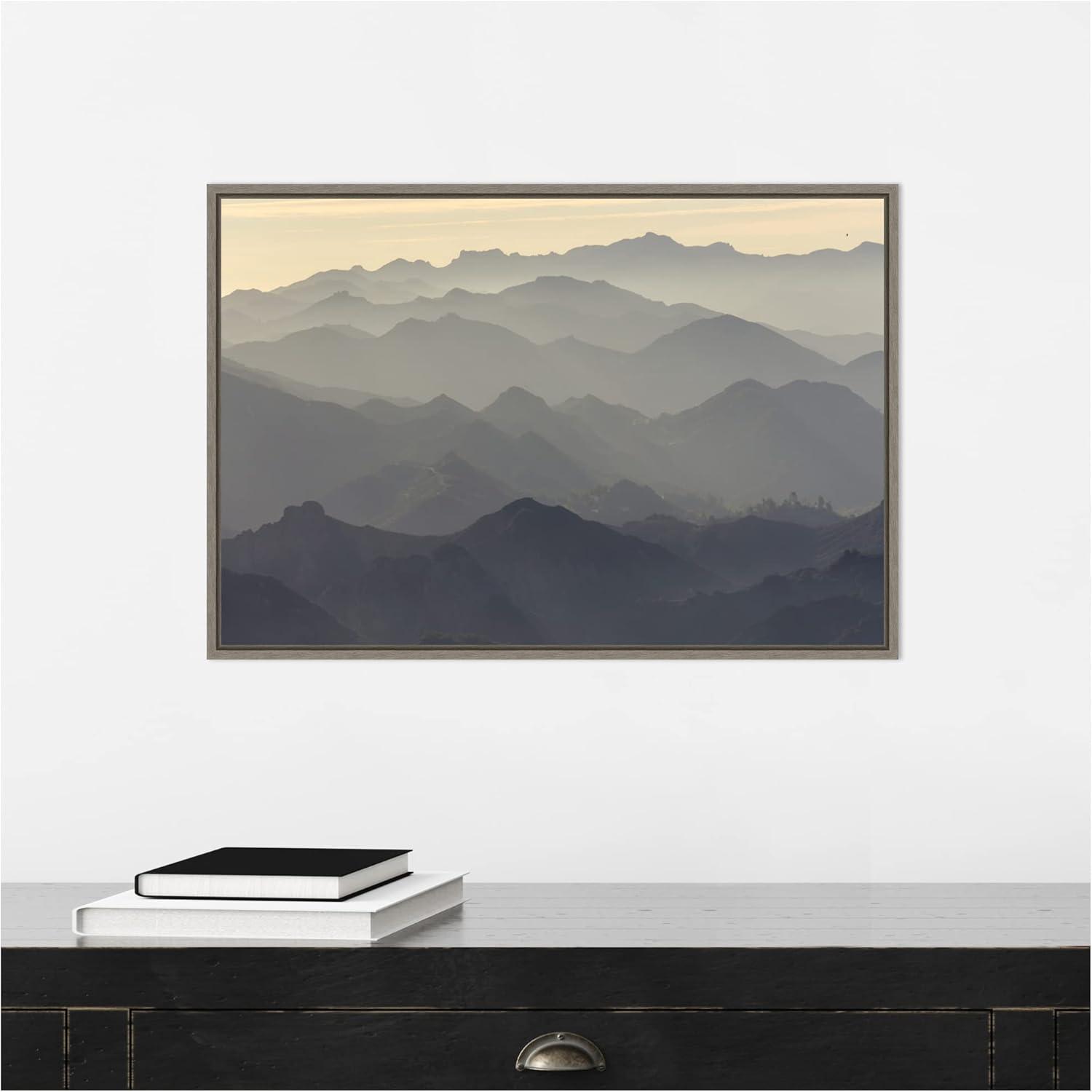 23" x 16" Santa Monica Mountains by Rob Sheppard Danita Delimont Framed Canvas Wall Art - Amanti Art: Hand-Stretched, Sawtooth Back